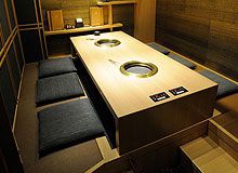 隠れ家的に“くつろぎの時”を楽しめる掘りごたつ席